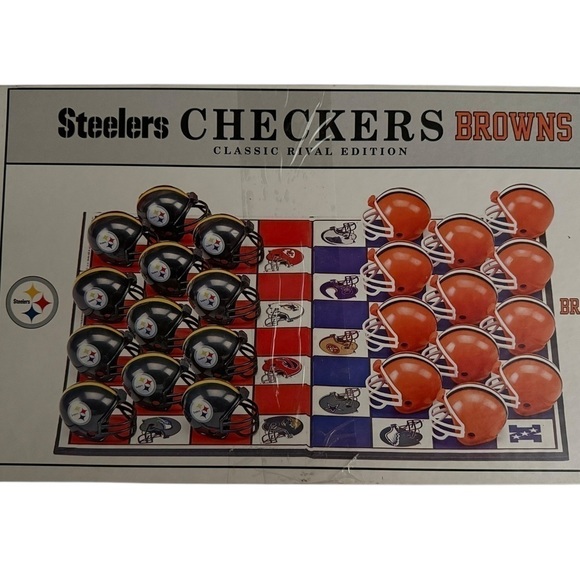 Licensed Nfl Checker Set Cleveland Browns Pittsburgh Steelers Vintage 1993 - Picture 1 of 8